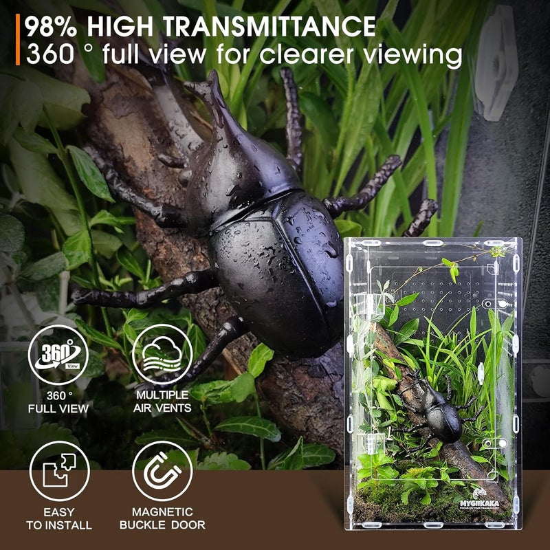 MYGIIKAKA Acrylic Jumping Spider Enclosure - Insect Terrarium for Spiders, Mantises, Tarantulas & Frogs - Image 4